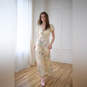 Selkie The Fantasy Flutter Yellow Floral Slip Dress